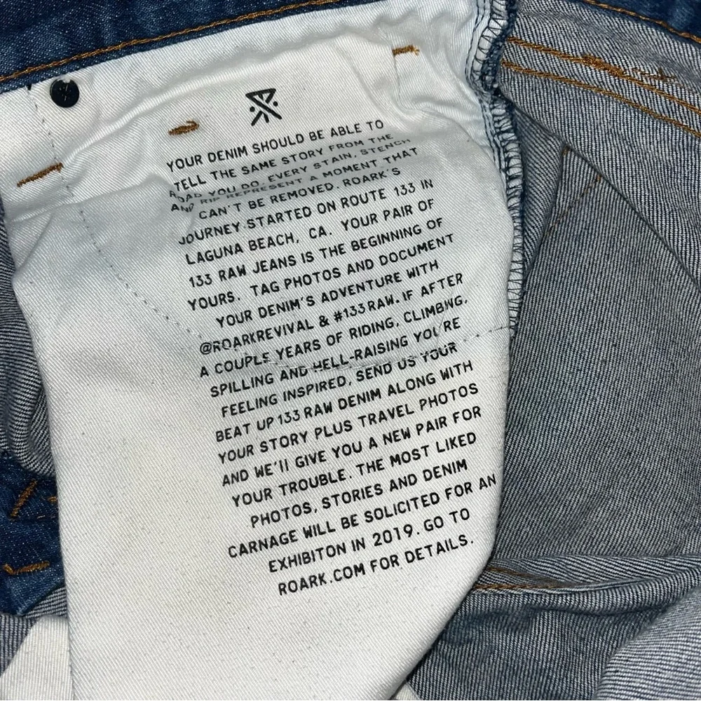 Roark HWY‎ 133 Denim Standard Slim Fit Jeans Mens Size 32x32 Blue